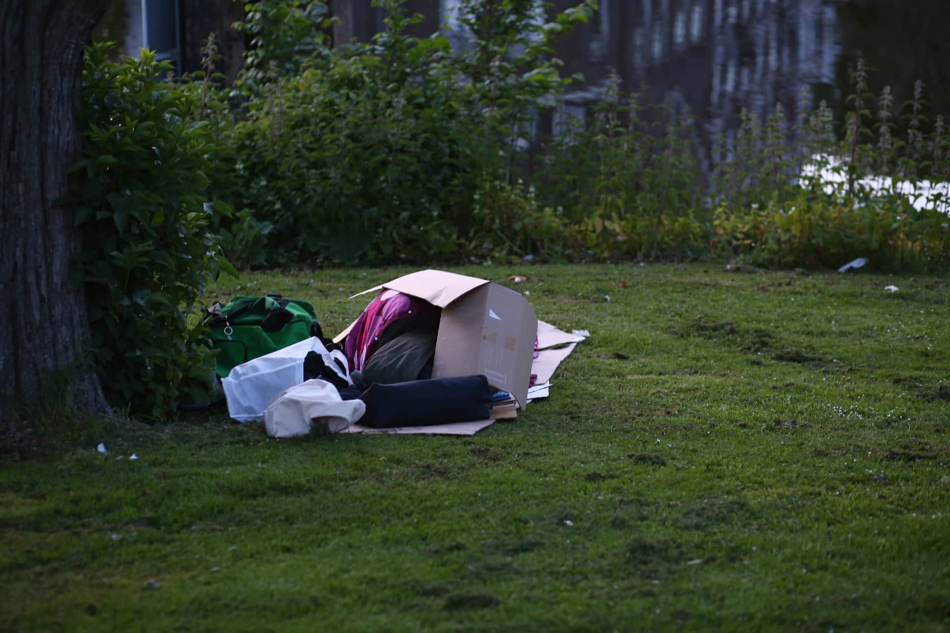 Reportage GGD Veldwerk: geïmproviseerde slaapplek in het ochtendlicht