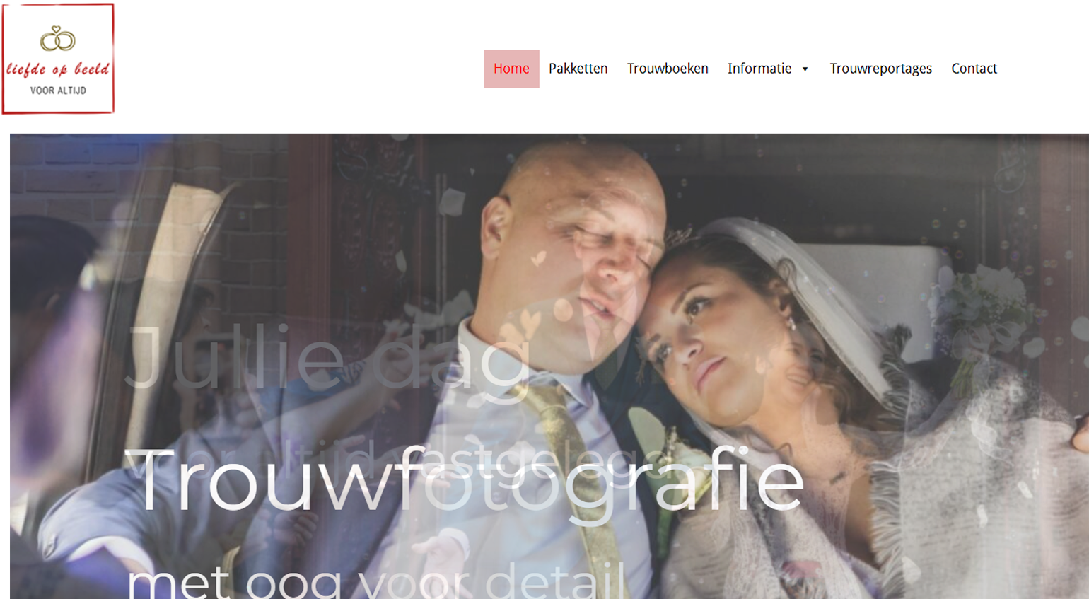 Screenshot van de website van Liefde op Beeld