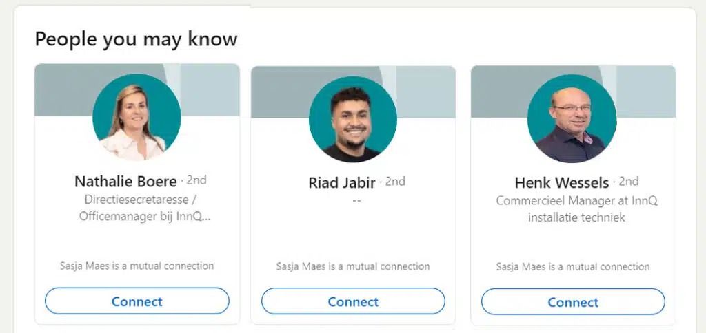 Profielfoto's van medewerkers die consistent terugkomen op LinkedIn
