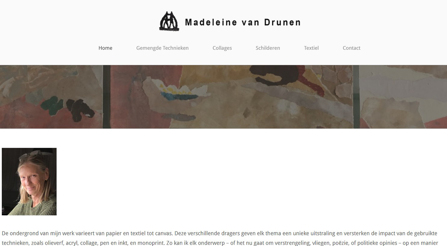 Screenshot van de website van Madeleine van Drunen