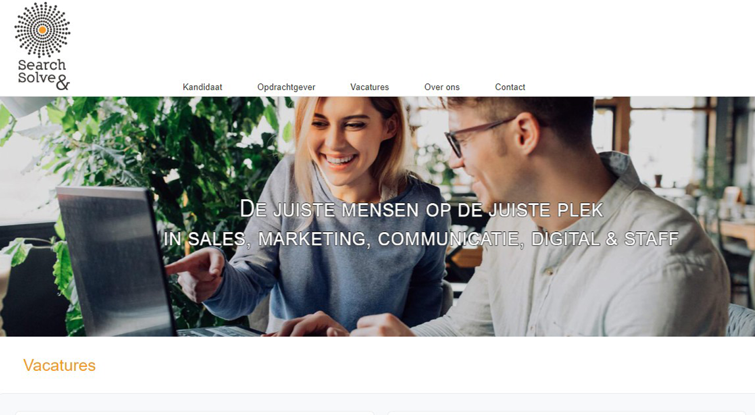 Screenshot van de website van Search and Solve