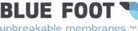 Logo van Blue Foot Membranes, onbreekbare membranen. Joep van Drunen Photography.