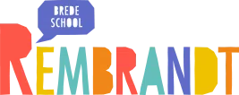 Logo Brede School Rembrandt. Kleurrijk logo voor basisschool en kinderopvang.