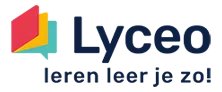 Lyceo logo: gestapelde boeken in rood, geel en blauw. 'Lyceo, leren leer je zo!' slogan. Joep van Drunen Photography.