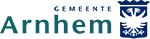 Logo van de gemeente Arnhem. Gemeentewapen en de naam Arnhem.